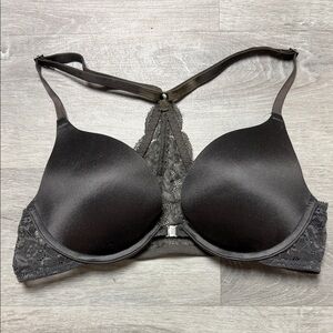 PINK Victoria's Secret Silver Grey Lace Racerback Bra